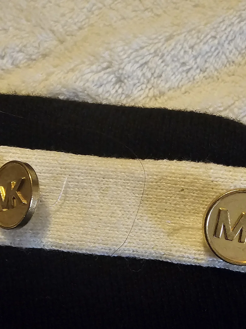 Michael Kors Black Sweater with Cream Ribbed Mock Neck